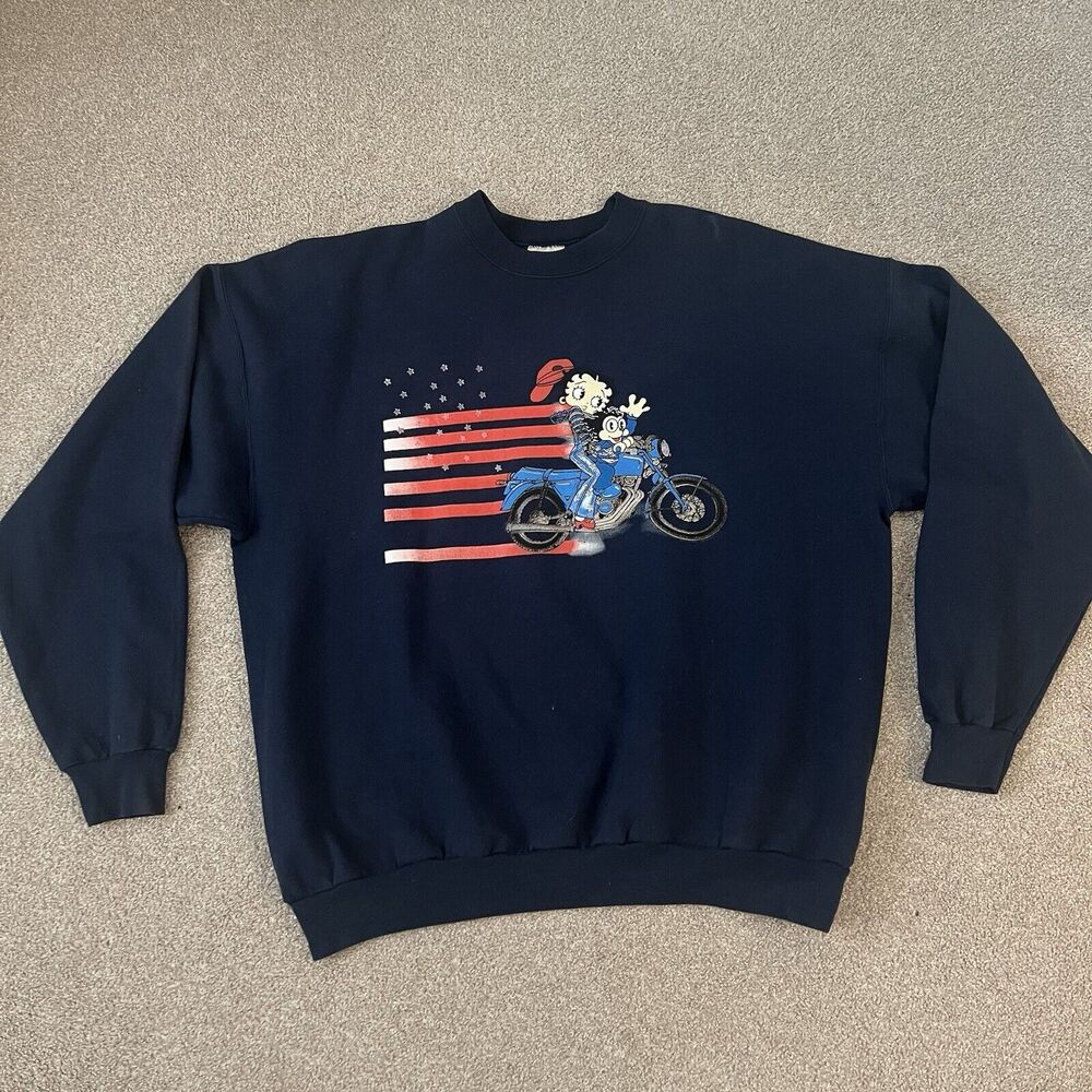 Vintage Betty Boop And Bimbo The Dog Flag Crewneck 2XL